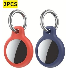 Resim Xuweiwei Kırmızı Mavi Su Geçirmez Airtag Uyumlu Kılıfı, Tam Koruma Anahtarlık Kabı, Evcil Hayvan Konum Takipçi 