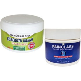 Resim Çörek Otu Kremi Büyük Xlboy 200 Ml İçin Krem Green + 150 Ml Kuyruk Yağı Kremi Painclass / Diz Dirsek İskelet Sırt Bel Kas na Masaj Seti 