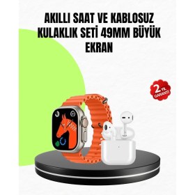 Resim Watch 9 Max Akıllı Saat Seti 2 Kordonlu Kablosuz Kulaklık Hediyeli 