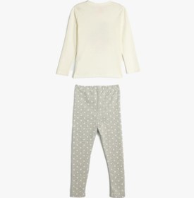 Resim Kız Bebek Pijama Takımı Koalalı Uzun Kollu Tişört ve Beli Lastikli Pijama Altı 2 Parça 