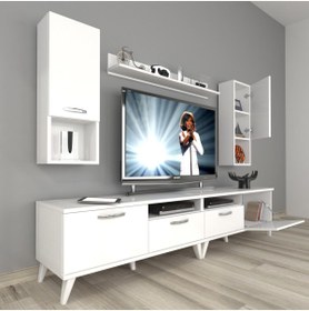 Resim Decoraktiv Eko 5200da Mdf Retro Tv Ünitesi Tv Sehpası - Parlak Beyaz 