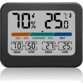 Resim Moveevo Ev İçin Renkli Büyük Ekranlı Nem Ve Sıcaklık Ölçer - Düşük/yüksek Sıcaklık Kaydı, Taşınabilir Multifonksiyonlu Ev Aleti 