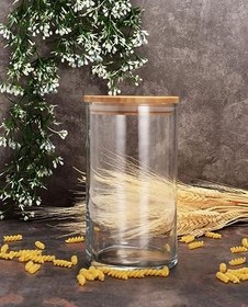 Resim PAŞABAHÇE 43463 Bamboo Ahşap Kapaklı Cam Kavanoz, Şeffaf, 1.48 Litre 