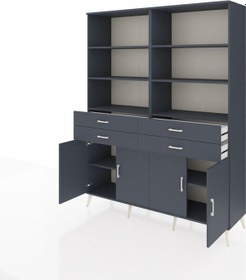 Resim Hyperion Gardrop 8 Raflı 4 Çekmeceli 4 Kapaklı 176x44x221 Antrasit-antrasit Antrasit 