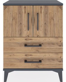 Resim Arges Komodin 2 Raflı 2 Çekmeceli 2 Kapaklı 60x30x80 Antrasit-çam Antrasit 
