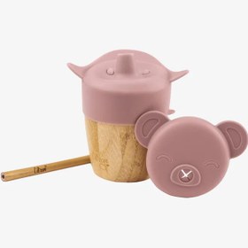 Resim Citron 2'si 1 Arada Kapaklı ve Pipetli Organik Bambu Alıştırma Bardağı - Pink 1073643 