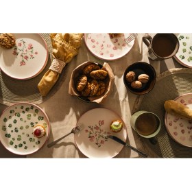 Resim Kevin Seramik Hand Made Berthe Çiçekli 6 Parça Özel Tasarım Pasta Takımı 