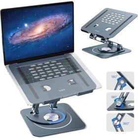 Resim Ayarlanabilir Dizüstü Bilgisayar Standı, 360 Derece Dönebilen Ayarlanabilir Dizüstü Bilgisayar Standı (Üç Katlı Versiyon) MacBook Air Pro, Xps, Hp Vb. Için Ergonomik Katlanabilir Stand 