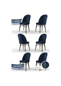 Resim Canisa Ritim Serisi, 1.sınıf Babyface Kumaş, 6 Adet Kahve Sandalye, Ceviz Gürgen Ayak, Gold Halkalı Sandalye Kahve Ayaklar Ceviz 