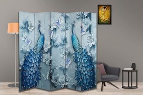 Resim Kuş Temalı Özel Tasarım Paravan Room Divider 180 x 200 cm 