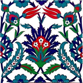 Resim Armada Çini 20x20 Cm Ac 19 Laleli Desen Osmanlı Çini Seramik Karo 