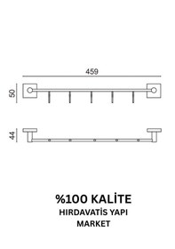 Resim Çelik Banyo Paslanmaz Pirinç Vizyon Beşli Askılık Gri 