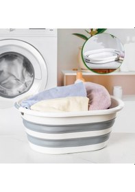 Resim Porsima La-550 40lt Katlanabilir Silikon Çamaşır Sepeti Akordi... Beyaz - Gri 
