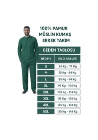 Resim Poriento İndigo Mavi Geniş Kalıp %100 Pamuk Müslin Kumaş Hakim Yaka Kısa Kollu Erkek Hac Umre Takımı Salaş Günlük 