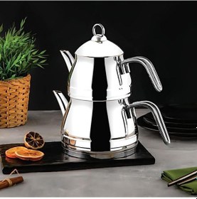 Resim Özlife Roma Aile Boyu Çaydanlık Takımı - Paslanmaz Çelik Çaydanlık Gri 