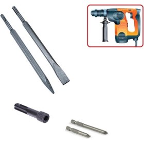 Resim Depolife Beton Kırma Delme Raspalama Için Sds Plus Hilti Uç Seti Bits Adaptörlü Keski Murc Uç Takımı 