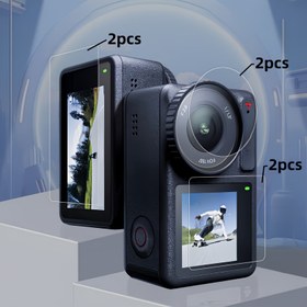 Resim 2+2+2 adet DJI Osmo Action 4 Ekran Koruyucu Temperli Cam ve Kamera Lens Koruyucu Temperli Cam, HD Şeffaf, Koruyucu Kılıf için Uygun 