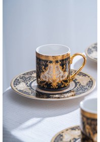Resim Acar Milolica 24k Altın Detaylı 6 Kişilik Porselen Kahve Fincan Takımı - 100 Ml Renkli 