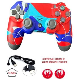 Resim Playstation Dualshock 4 V2 Ps4 Oyun Kolu Pc + Ps4 Renkli 1.5mt Şarj Kablosu Ve Analog Koruyucu 