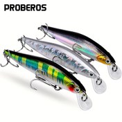 Resim PROBEROS 1 adet Minnow Balık Avlama Cazibesi 0.51oz 4.33in Wobbler Yapay Jerkbait Üçlü Kancalı Balıkçılık Aletleri 