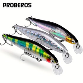 Resim PROBEROS 1 adet Minnow Balık Avlama Cazibesi 0.51oz 4.33in Wobbler Yapay Jerkbait Üçlü Kancalı Balıkçılık Aletleri 