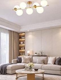 Resim Fer Avize Zarif Modern Metal Gold Salon - Mutfak - Yatak Odası 7 li Avize 