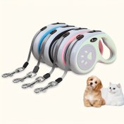 Resim 4 Renkli Pati Baskılı Kilit Sistemi ve 16ft/5m/3m Çekilebilir Köpek Tasması - Sağlam Yapım, Uzatmalı İp Kordonu (Ücretsiz), Kiçik/Orta/Büyük Boy Köpekler İçin Gezerlik Klipsiyle Tam Uyumlu 