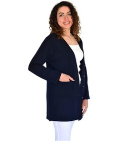Resim Kadın Anne Mevsimlik Düğmeli Cepli Hırka Bgl-st04313 Lacivert 