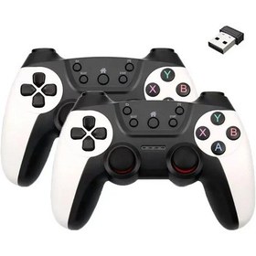 Resim White-2.4g Kablosuz Çiftler Gamepad Windows Pc/android Tv İçin İki Oyunculu Oyun Denetleyicisi Oyun Kutusu/pc/android Tv Kutusu Joystick 