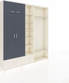 Resim Arges Dolap 12 Raflı 2 Çekmeceli 2 Askılı 220x30x243 Aytaşı-antrasit/aytaşı Antrasıt/aytası 