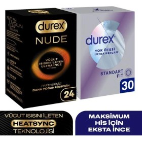 Resim Durex Nude Ultra Ince 24’lü + Yok Ötesi Ultra Kaygan Standart Fit Prezervatif 30’lu Set 