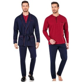 Resim Pierre Cardin 5'li Röpteşambır Pijama Seti 5605 Lacivert 