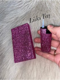 Resim Lüks Taş Sigara Kutusu Ve Çakmak (kısa Slim) 