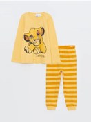 Resim LC Waikiki Bisiklet Yaka Uzun Kollu Aslan Kral Baskılı Erkek Bebek Pijama Takımı 2'li 