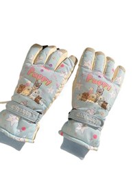 Resim Yumuşak Kız Sevimli Ayı Sıcak Bisiklet Eldivenleri-mavi 