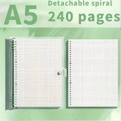 Resim 240 Sayfa A5 Şeffaf Yumuşak Deri Gevşek Kağıt Kareli Defter, Yanlardan Sökülebilir Spiral Cilt Su Geçirmmez Tasarım Her gün Ofis Malzemeleri İdeal Hediye Se 