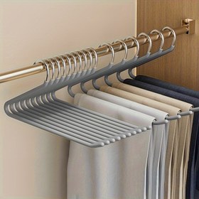 Resim 10 Adet Sağlam Z Şekilli Metal Pantolon Askısı - Kaymaz Kaplama, Paslanmaz Yüzeyli, Alan Tasarrufu Sağlayan Dizayn, Pantolon ve Etekler İçin, Ev & Mağaza Depolama, Gardırop Organizasyonu, Modern Askı 