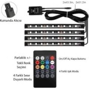 Resim Tekstore Ayak Altı Sese Duyarlı Rgb LED 9 Ledli Araç Içi Ambiyans Ledi 