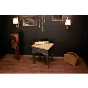 Resim Wooding Masif Naturel Antrasit Komodin - Yan Sehpa 