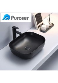 Resim Puroser Palazzo Siyah Tezgah Üstü Çanak Lavabo 