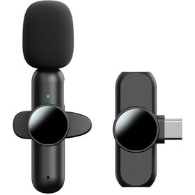 Resim K3 Yaka Klipsli Mikrofon Canlı Yayın Gürültü Azaltma Tip-c Mini Kablosuz Mikrofon, 1 Verici + 1 Alıcı 681400533a Fotoğraftaki 