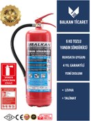 Resim Balkan Ticaret 6 Kg Tozlu Yangın Tüpü + talimat etiketi ve uyarı levhası hediyeli - yangın anında güven verir 