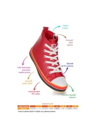 Resim Kiko Kids Pant Günlük Bağcıklı Fermuarlı Kız Bebek Spor Ayakkabı Kırmızı Kırmızı 