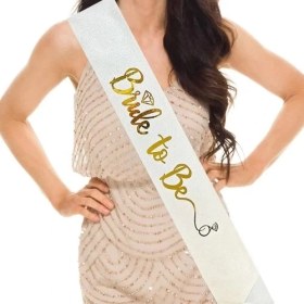 Resim Aspata Store Altın Bride To Be Yazılı Beyaz Kuşak 