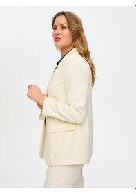 Resim Faik Sönmez Gold Düğmeli Şık Blazer Ceket S26ckt018 Us26ckt01873 Ekru 