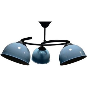 Resim Riolight Retro,rustik,vintage Siyah Gövde Mavi Başlık 3xe27 Duylu Siyah 