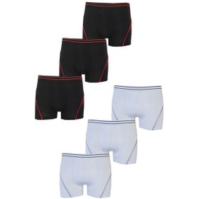 Resim Hepsine Rakip Tutku İç Giyim 6'lı Paket Erkek Çocuk Pamuklu Elastan Boxer Tec0133 Beyaz - Siyah 