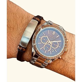 Resim DiaL'x Fonksiyonları Aktif&Takvimli Çelik Erkek Kol Saati+%100 Deri Çelik Bileklik 