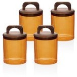 Resim Akasya Kulplu Cam Kavanoz Seti Amber 4 Parça 700 Ml The Mia