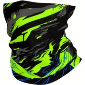 Resim Erkek ve Kadınlar için Nefes Alabilir Kamuflaj Boyunluk Atkı - Siyah, Yeşil & Neon Sarı Soyut Desen, Hafif Polyester, Yürüyüş, Koşu & Dış Mekan Aktiviteleri için Mükemmel, Dış Mekan Spor Aksesuarı | Spor Atkı | Nefes Alabilen Kumaş 